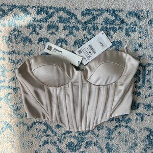Zara Silk Crop Top Corset NWT Size S